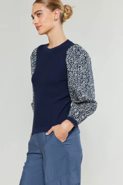 New Contrast Sleeve Sweater Top Women Knitwear | Sweaters