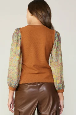 Discount Contrast Sleeve Sweater Top Women Sweaters