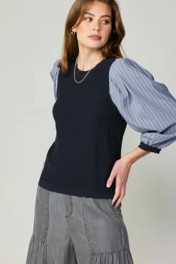 Fashion Contrast Sweater Top Women Long Sleeve Tops | Sweaters