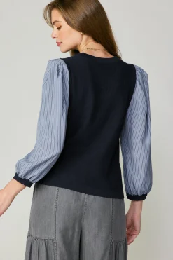 Fashion Contrast Sweater Top Women Long Sleeve Tops | Sweaters