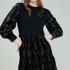 Hot Contrast Velvet Foil Mini Dress Women Knitwear | Mini Dresses