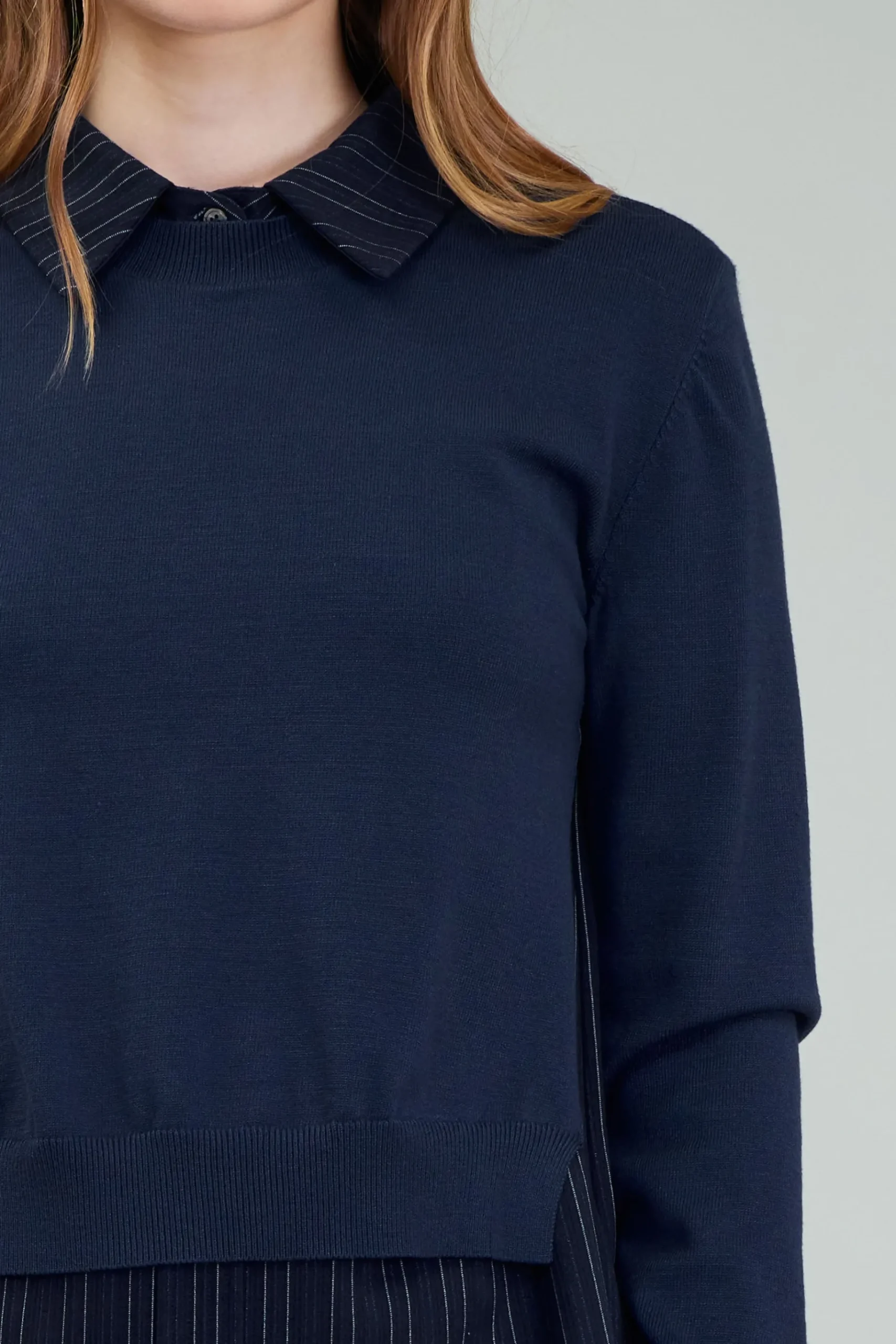 Fashion Corduroy Knit & Woven Top Women Knitwear | Long Sleeve Tops