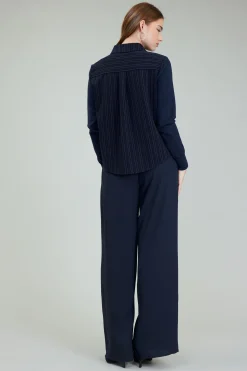 Fashion Corduroy Knit & Woven Top Women Knitwear | Long Sleeve Tops