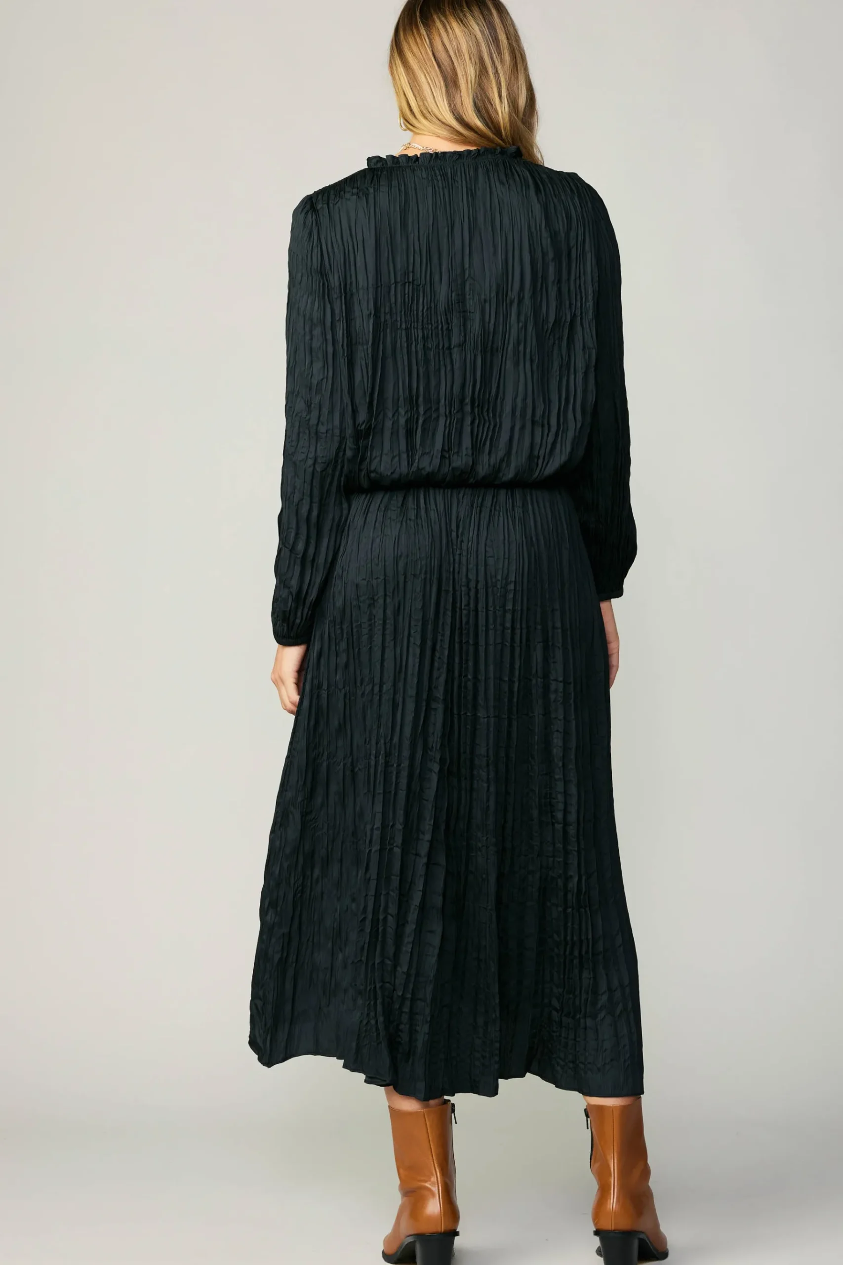 Outlet Crinkle Plisse Midi Skirt Women Skirts