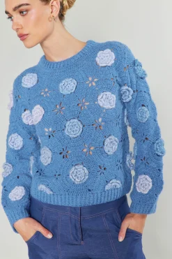 Discount 3D Floral Crochet Sweater Women Knitwear | Sweaters