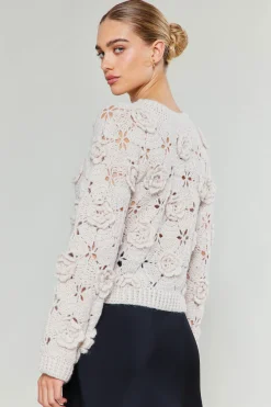 Discount 3D Floral Crochet Sweater Women Knitwear | Sweaters