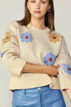 Sale Daisy Embroidered Sweater Women Knitwear | Sweaters