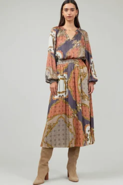 New Damask Patterned Midi Skirt Women Skirts
