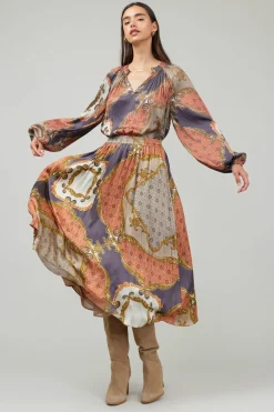 New Damask Patterned Midi Skirt Women Skirts
