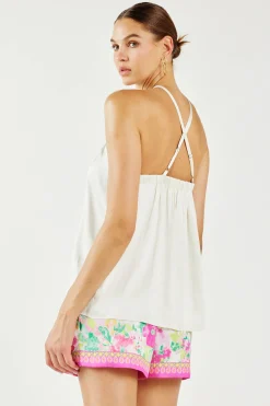 Sale Detachable Rosette Halter Top Women Sleeveless Tops
