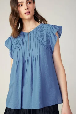 Online Embroidered Cap Sleeve Top Women Sleeveless Tops | Short Sleeve Tops