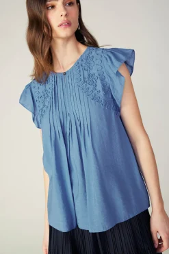 Online Embroidered Cap Sleeve Top Women Sleeveless Tops | Short Sleeve Tops