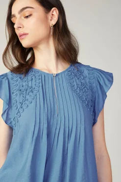 Online Embroidered Cap Sleeve Top Women Sleeveless Tops | Short Sleeve Tops