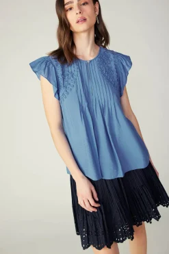 Online Embroidered Cap Sleeve Top Women Sleeveless Tops | Short Sleeve Tops