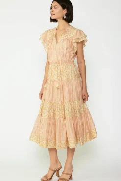 Fashion Everleigh Flutter Sleeve Midi Dress Women Midi Dresses