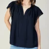 Fashion Eyelet Blouse Women Sleeveless Tops