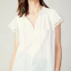 Sale Eyelet Blouse Women Sleeveless Tops