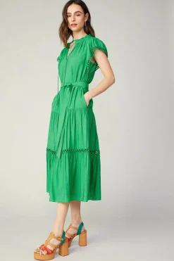 Discount Eyelet Lace Midi Dress Women Midi Dresses