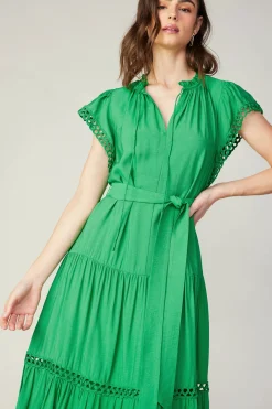Discount Eyelet Lace Midi Dress Women Midi Dresses