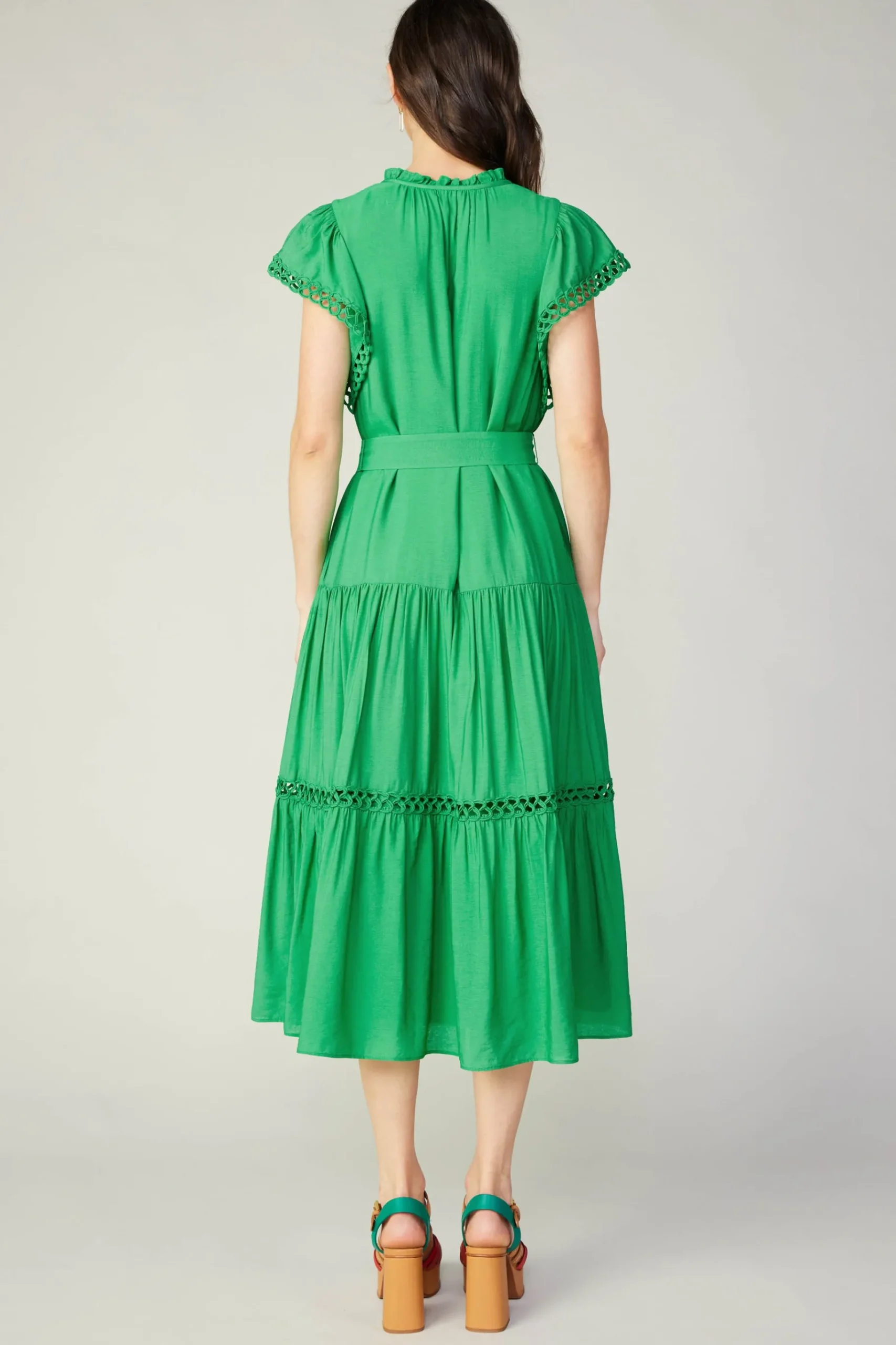 Discount Eyelet Lace Midi Dress Women Midi Dresses