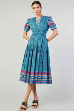 Online Floral Bohemian Midi Dress Women Midi Dresses