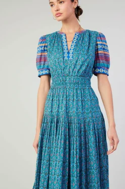 Online Floral Bohemian Midi Dress Women Midi Dresses