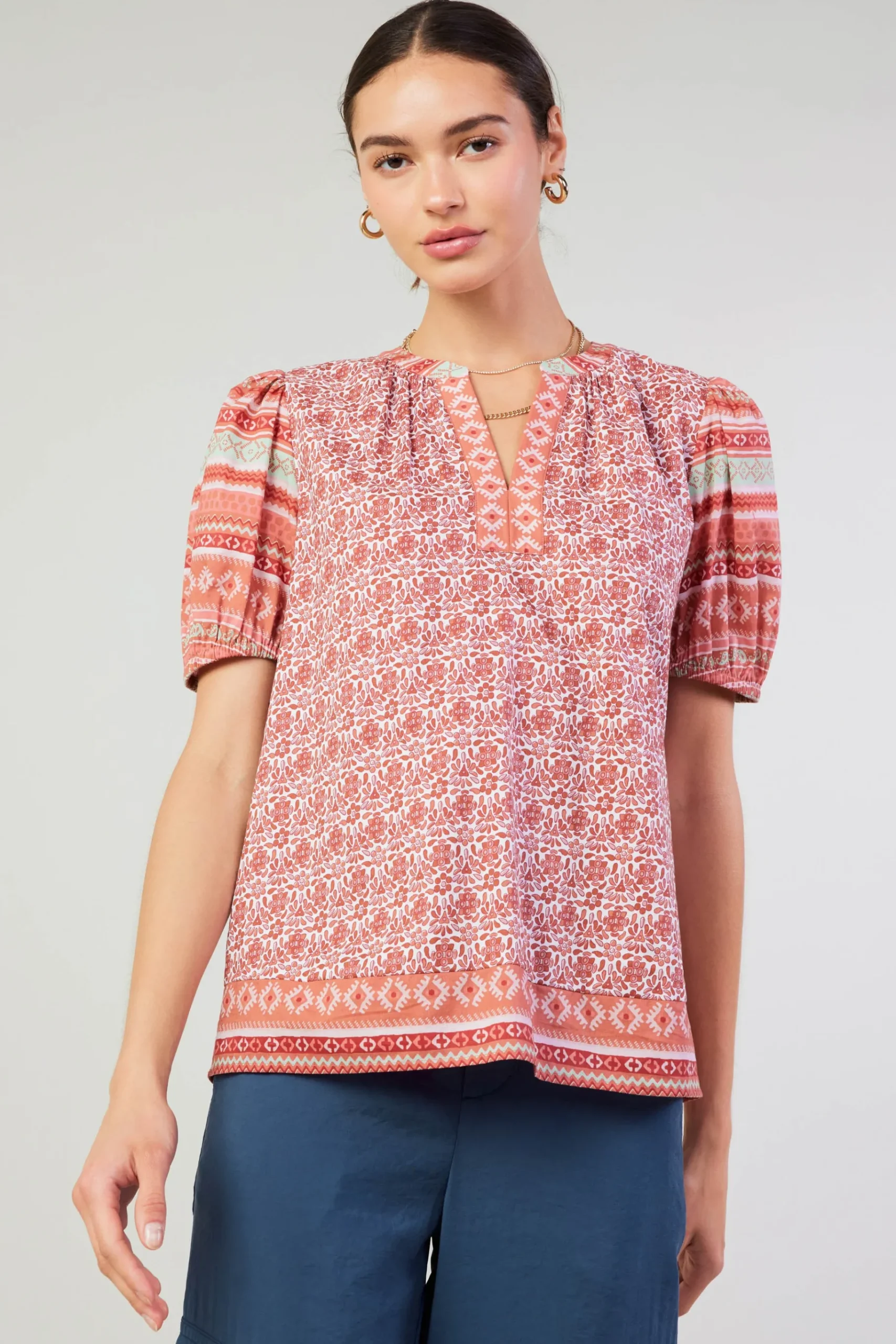 Online Floral Bohemian Top Women Short Sleeve Tops