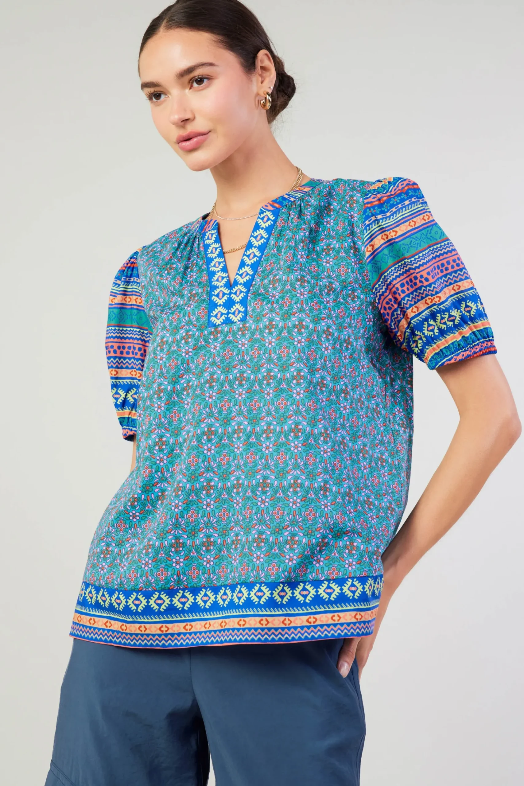 Fashion Floral Bohemian Top Women Short Sleeve Tops