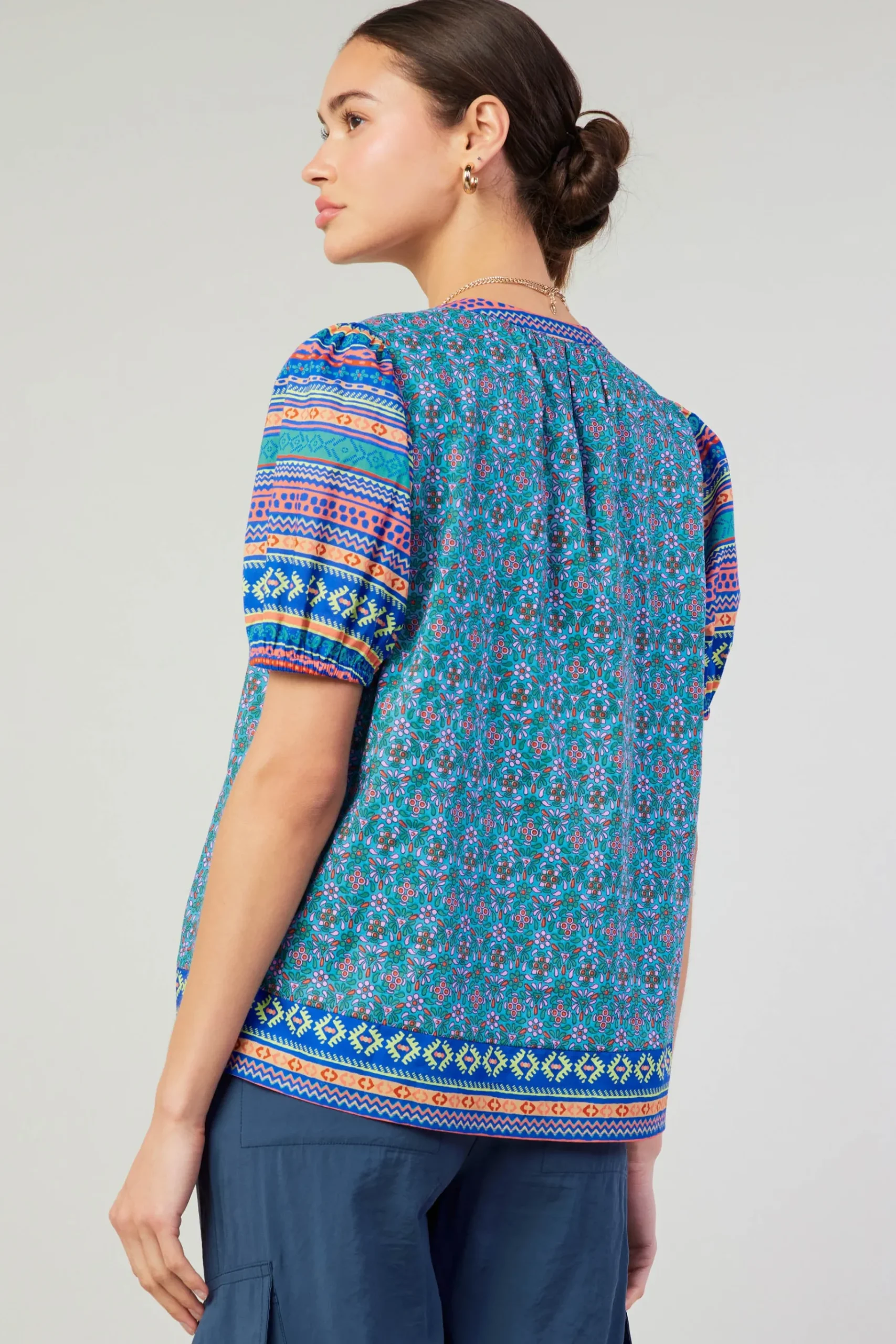 Fashion Floral Bohemian Top Women Short Sleeve Tops