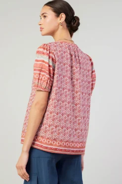 Online Floral Bohemian Top Women Short Sleeve Tops