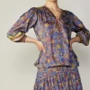 Fashion Floral Border Print Top Women Long Sleeve Tops