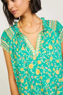 Sale Floral Border Print Top Women Sleeveless Tops | Short Sleeve Tops