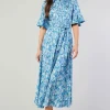 Clearance Floral Buttondown Shirt Dress Women Midi Dresses