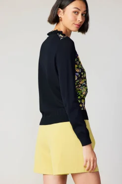 Online Floral Contrast Panel Sweater Women Knitwear | Long Sleeve Tops