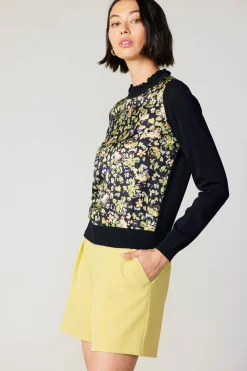 Online Floral Contrast Panel Sweater Women Knitwear | Long Sleeve Tops