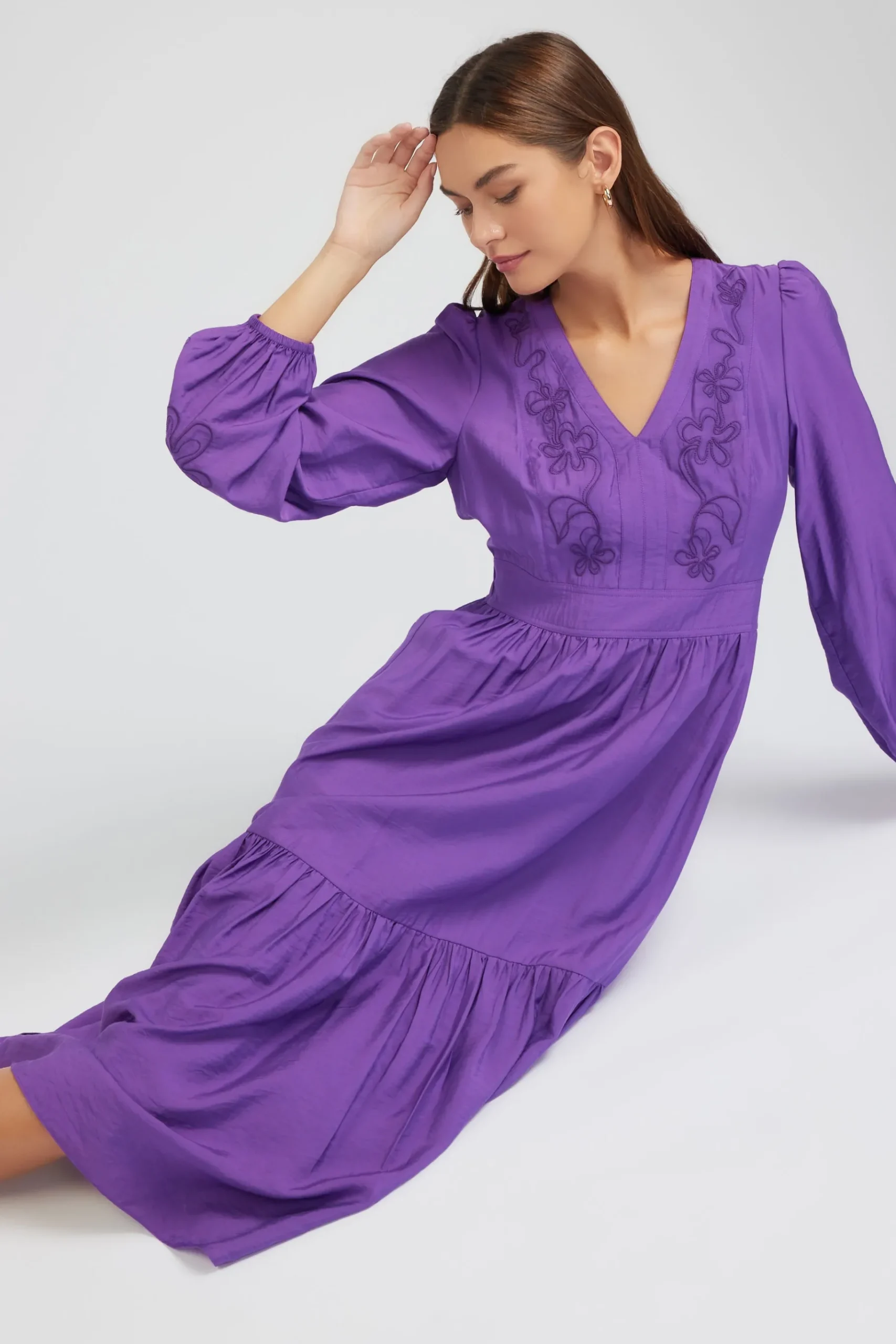 Best Floral Embroidered Maxi Dress Women Midi Dresses