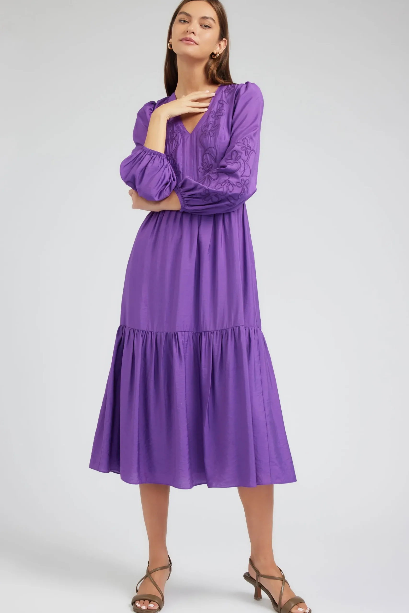 Best Floral Embroidered Maxi Dress Women Midi Dresses
