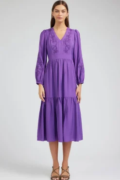 Best Floral Embroidered Maxi Dress Women Midi Dresses