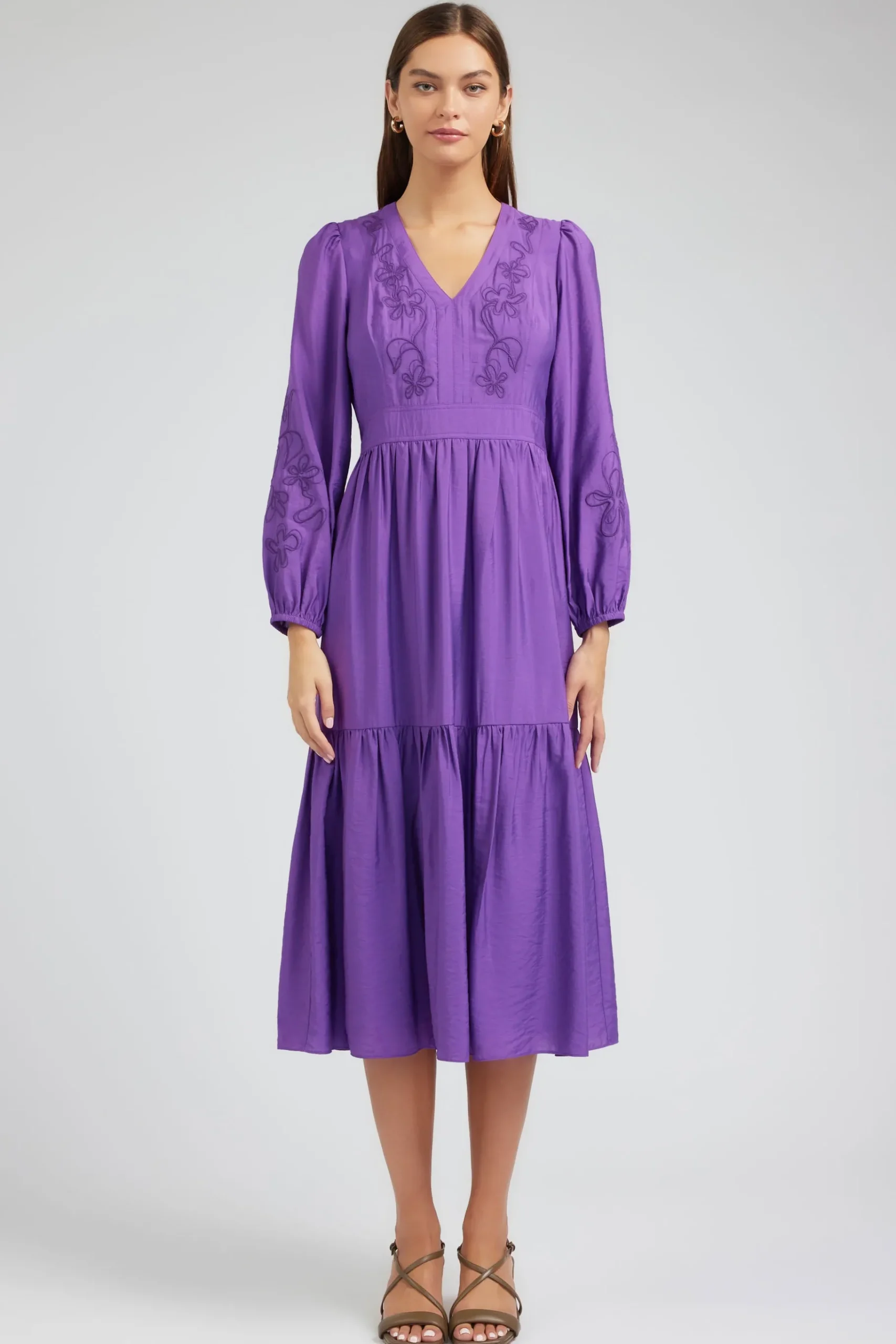 Best Floral Embroidered Maxi Dress Women Midi Dresses