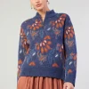 New Floral Jacquard Zip Sweater Women Knitwear | Sweaters