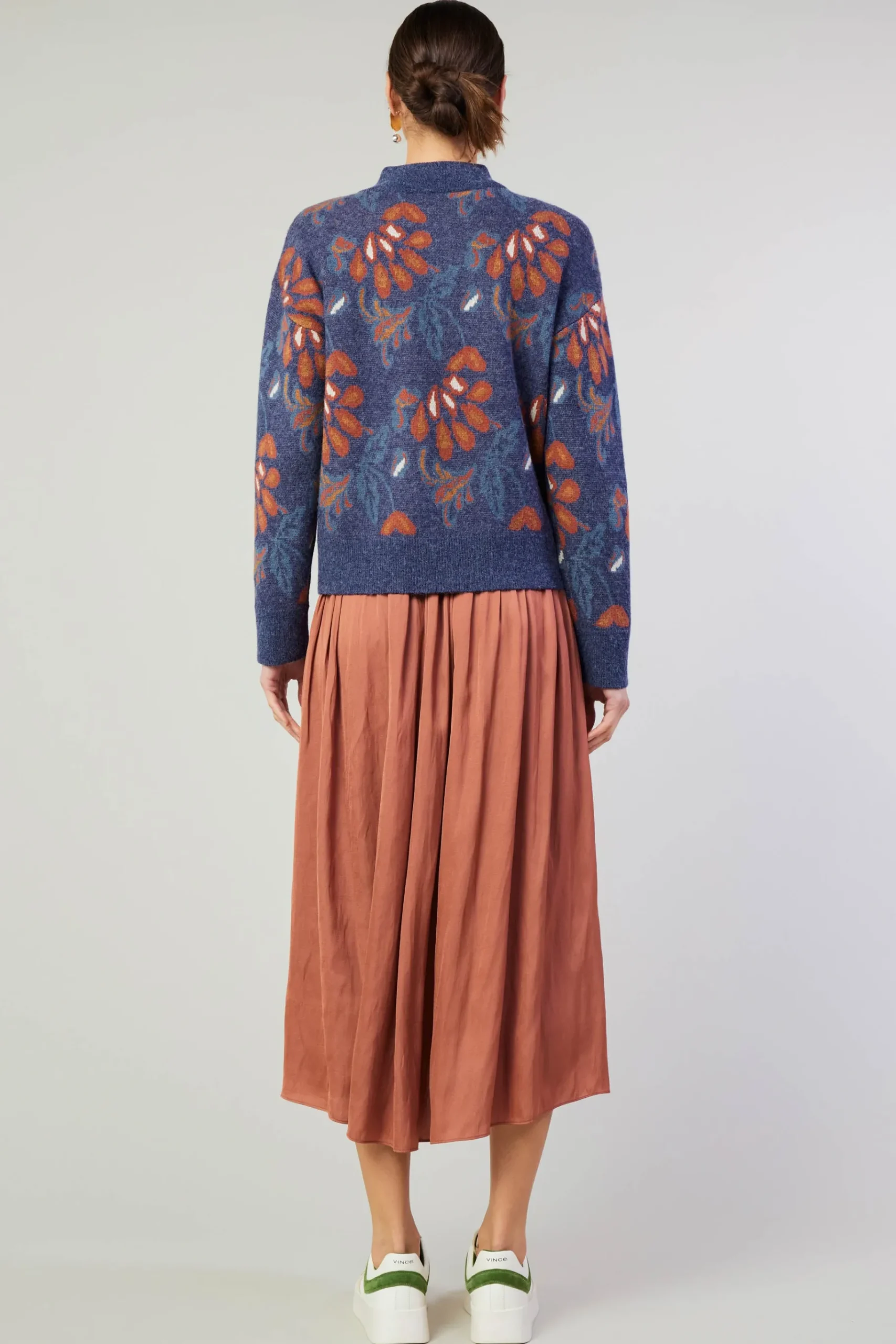 New Floral Jacquard Zip Sweater Women Knitwear | Sweaters