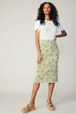 Best Floral Knit Midi Skirt Women Knitwear