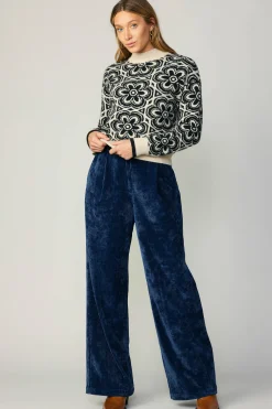 New Floral Mock Neck Sweater Women Sweaters