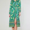 Online Floral Motif Buttondown Dress Women Midi Dresses