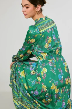 Online Floral Motif Buttondown Dress Women Midi Dresses