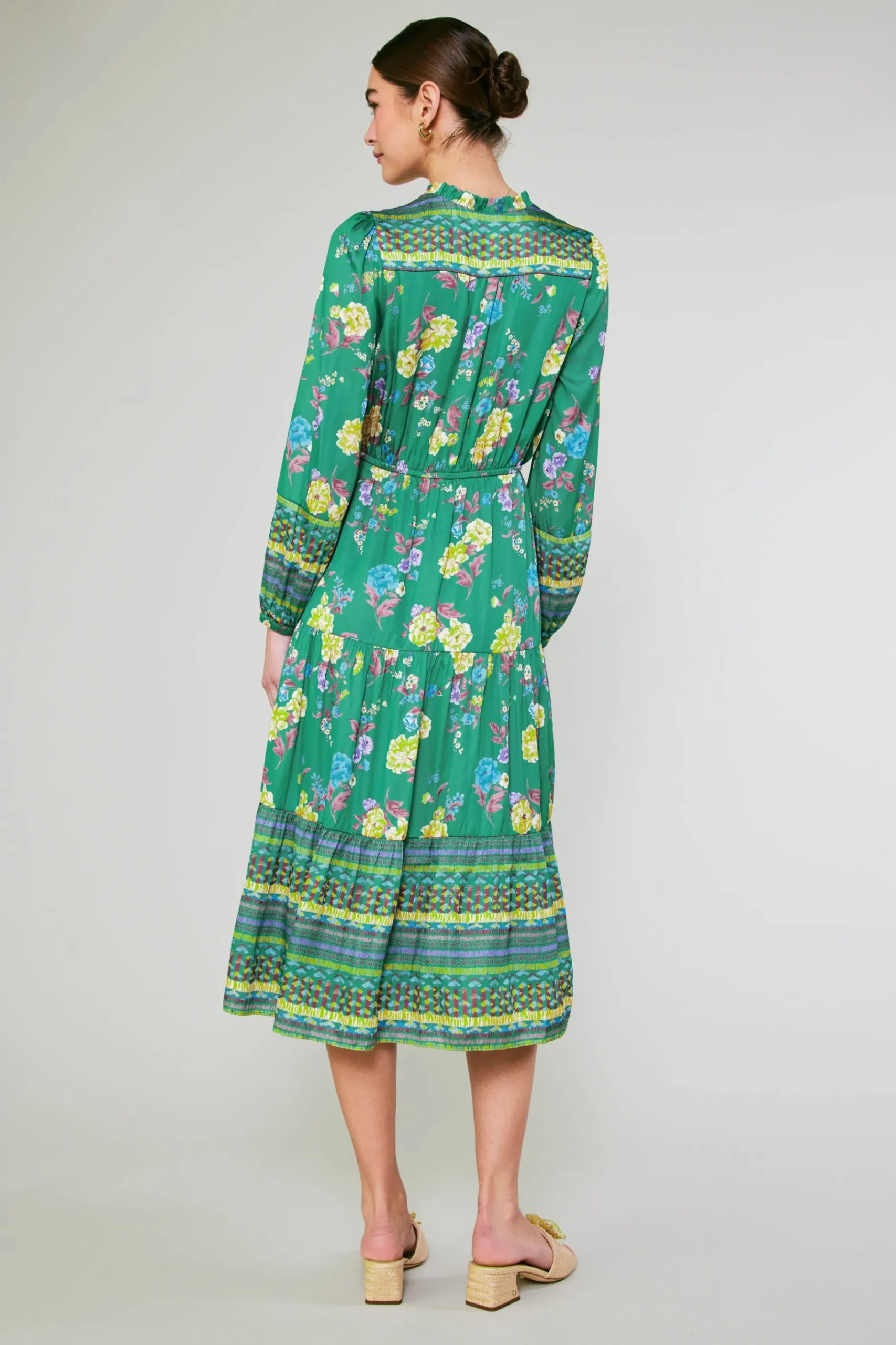 Online Floral Motif Buttondown Dress Women Midi Dresses