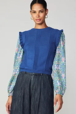 Discount Floral Nouveau Contrast Top Women Sweaters