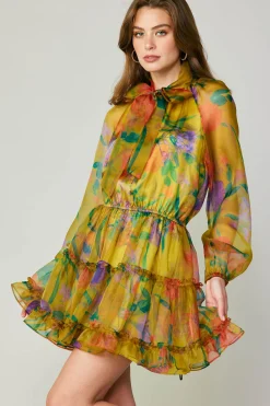 Clearance Floral Organza Mini Dress Women Mini Dresses