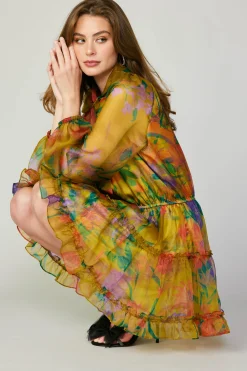 Clearance Floral Organza Mini Dress Women Mini Dresses