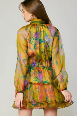 Clearance Floral Organza Mini Dress Women Mini Dresses